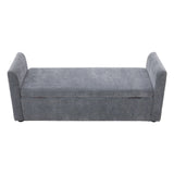 Grey Upholstered Storage Bench with 2 Pillows