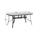 Black Garden Table & Rattan Chairs – 5 Piece Set