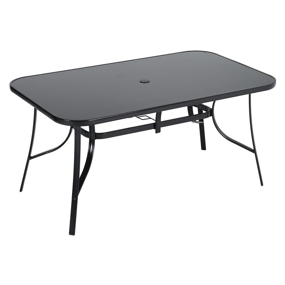 Black Garden Table & Rattan Chairs – 5 Piece Set