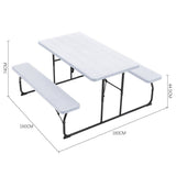 White Foldable Picnic Table + Beige 2.7m LED Parasol Bundle