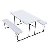 White Foldable Picnic Table Set – 180cm with Parasol Hole