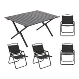 Black Folding Camping Table & 4 Chair Set