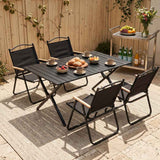 Black Folding Camping Table & 4 Chair Set