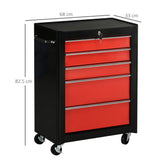 5-Drawer Lockable Tool Storage Trolley – Red