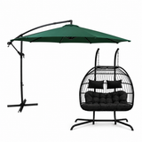 Hanging 2-Seater Egg Chair + Green 3m Cantilever Parasol Bundle