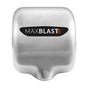 Sleek stainless steel Maxblast automatic hand dryer featuring a HEPA filter, designed for commercial use with a modern aesthetic