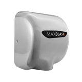 Sleek silver Maxblast automatic hand dryer with a modern design, featuring a HEPA filter for efficient air drying and hygiene