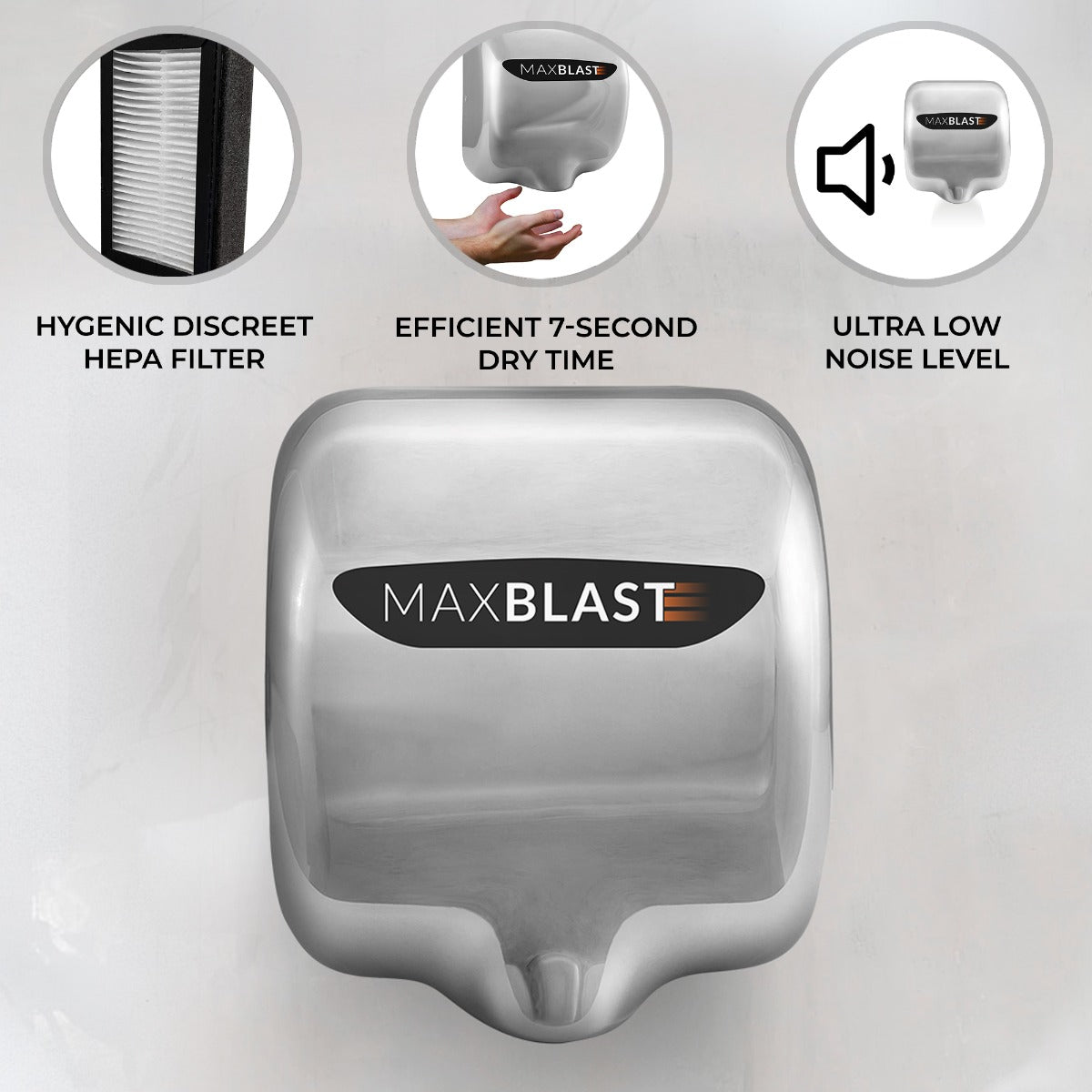 Maxblast Automatic Commercial Hand Dryer with HEPA Filter