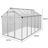 Polycarbonate Greenhouse 6ft x 10ft – Silver