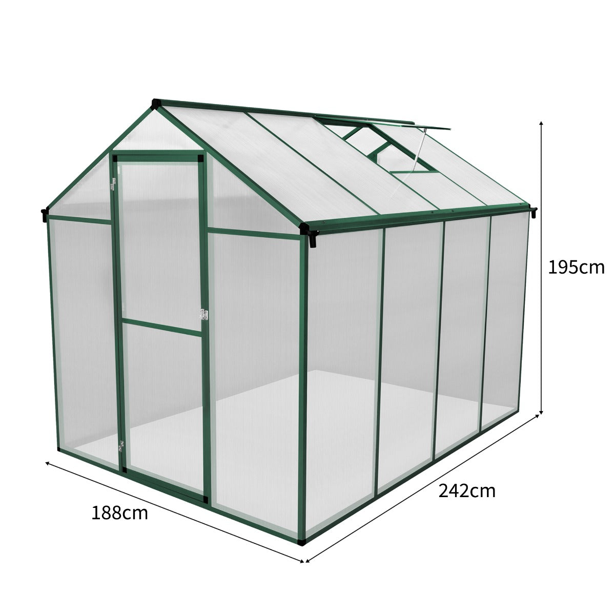 Polycarbonate Greenhouse 6ft x 8ft – Green