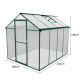 Polycarbonate Greenhouse 6ft x 8ft – Green