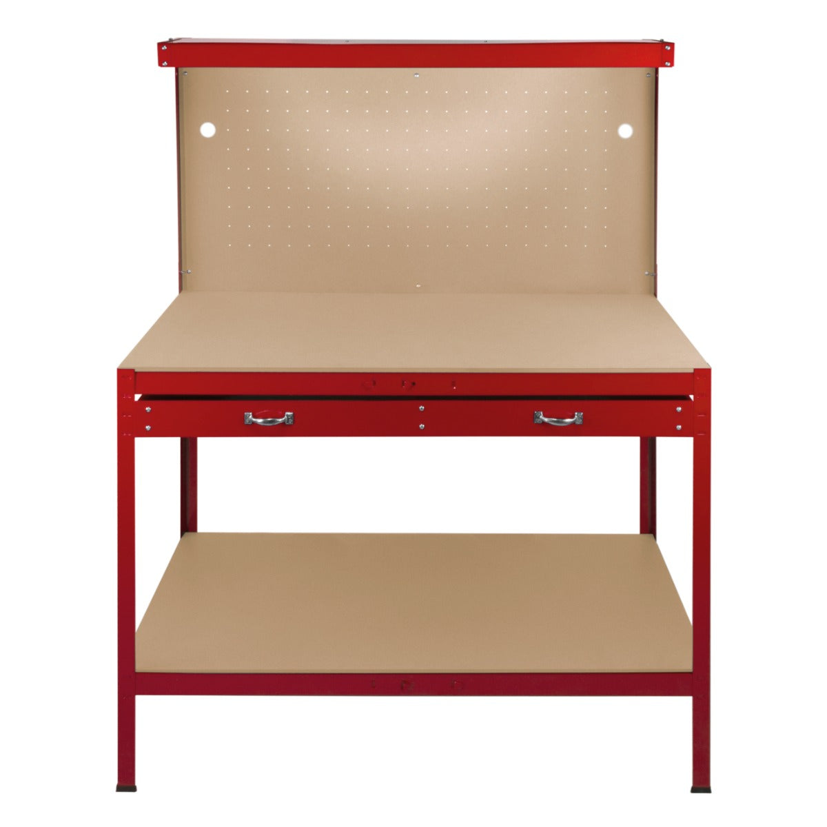 Workbench with Pegboard, Drawer & Light – Red