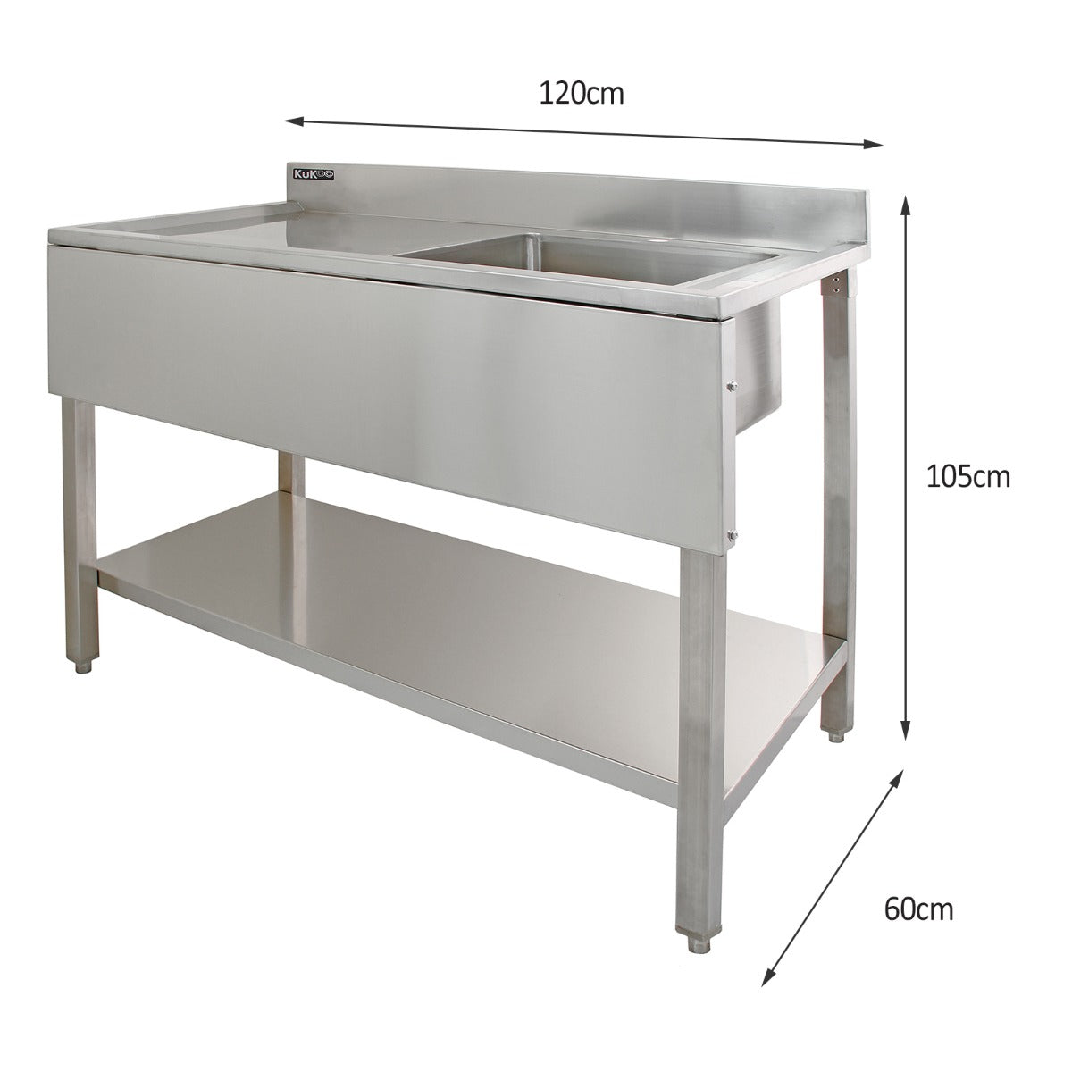 KuKoo Stainless Steel Catering Sink - Left Hand Drainer