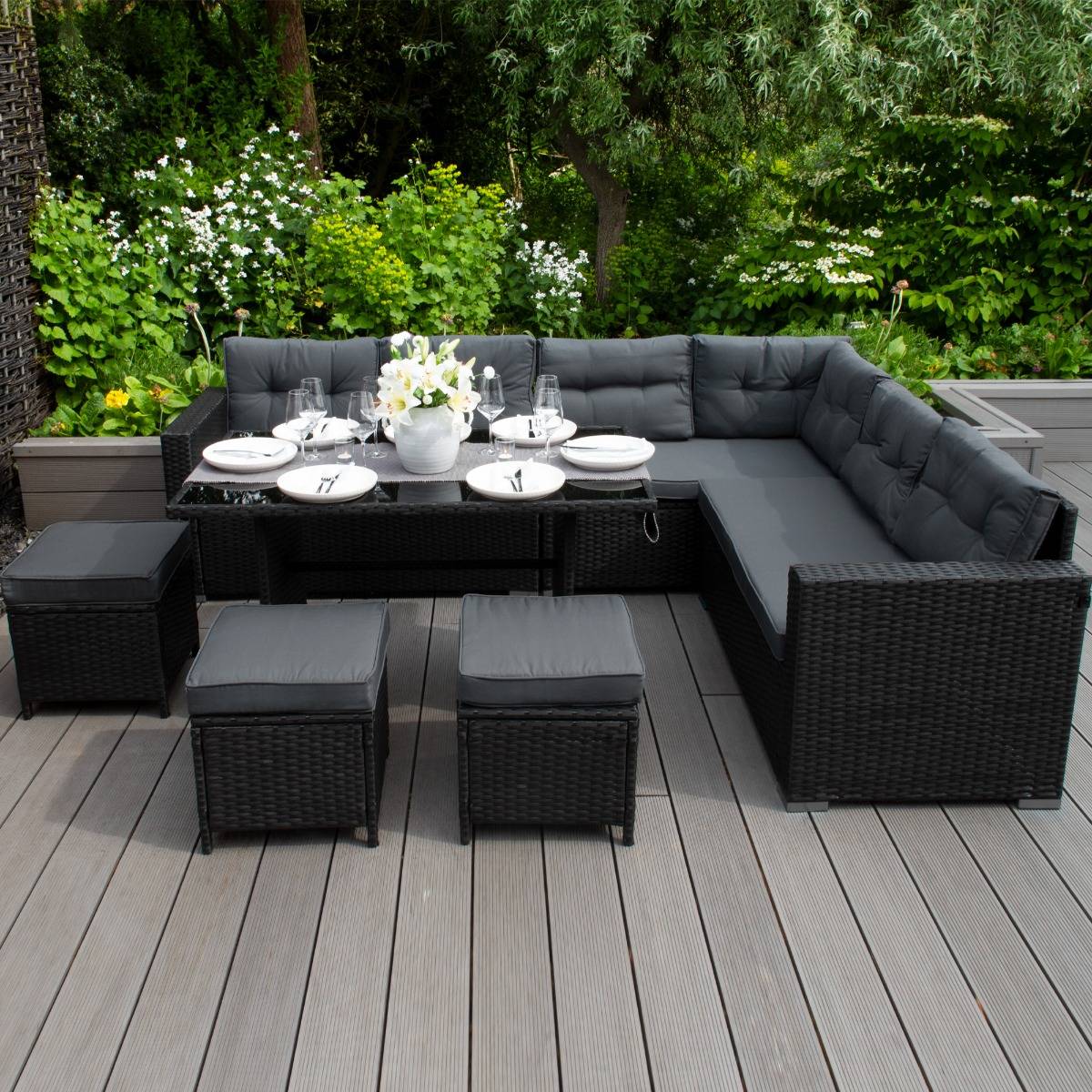 Rattan Corner Set - Black