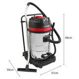 80L Industrial Vacuum, 5 Attachments & 3 Hoover Bags