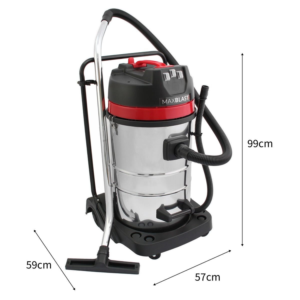 80L Industrial Vacuum, 4 Attachments & 4 Hoover Bags