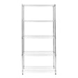Sturdy chrome wire racking unit with five shelves, measuring 35cm x 90cm x 180cm, ideal for storage and organization
