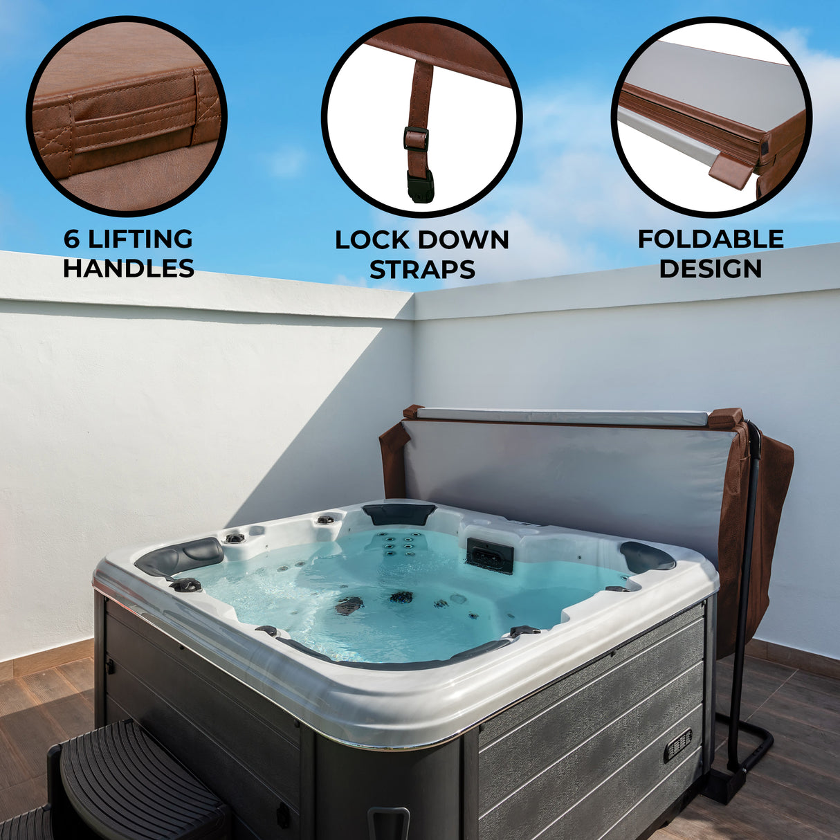 2m Hot Tub Spa Cover – Brown