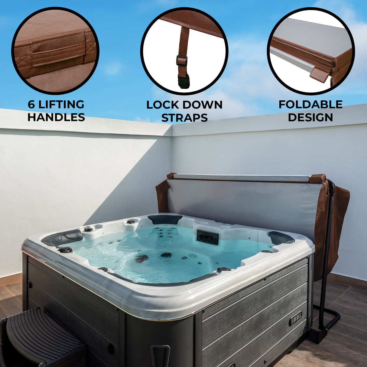 2.1m Hot Tub Spa Cover – Brown