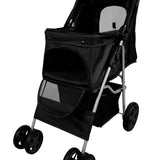 Pet Stroller with Rain Cover – Black