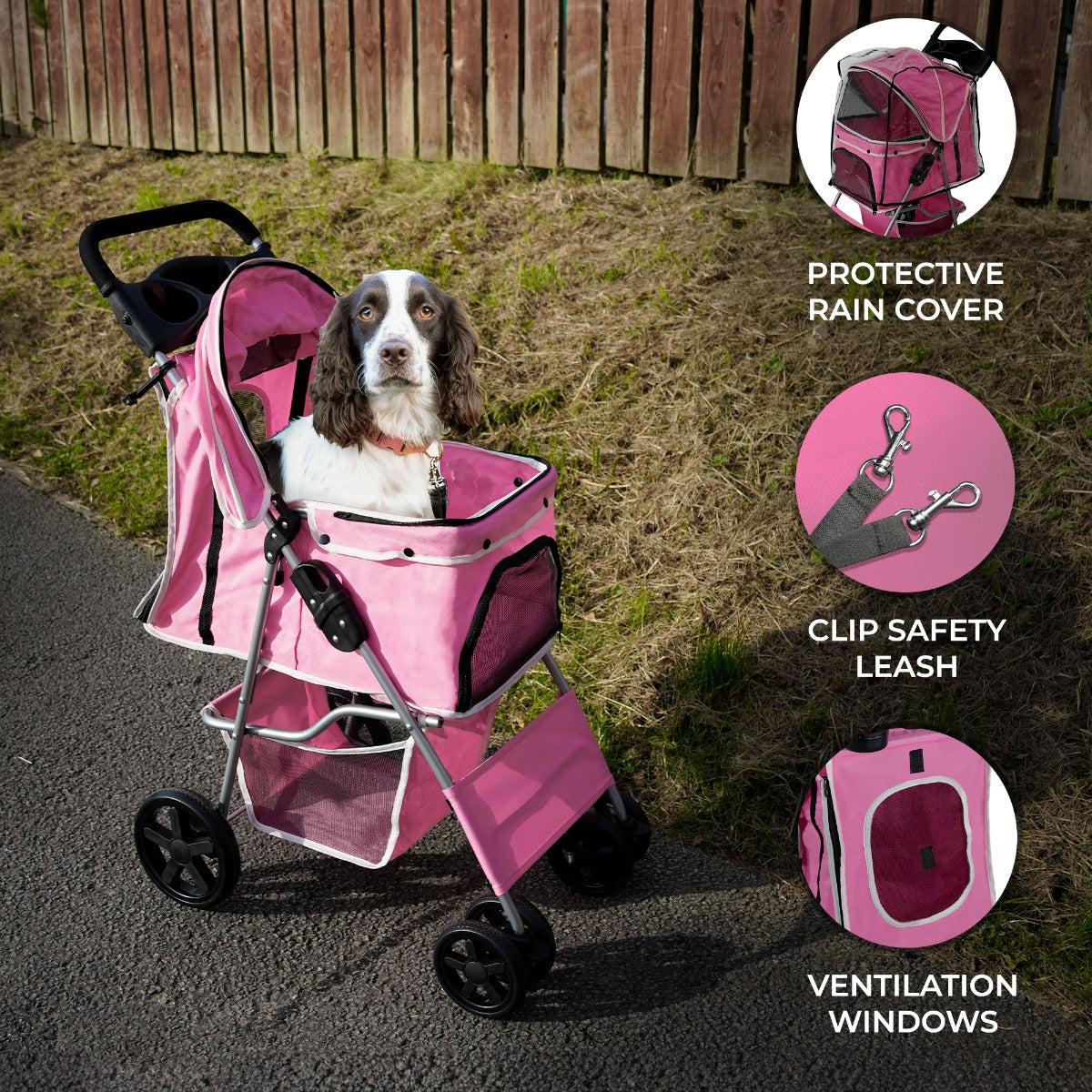 Stroller Rain Cover Foxhunter Dog Pram Pet Stroller With Rain