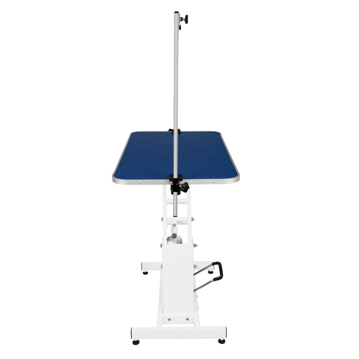 White Hydraulic Grooming Table - Blue Table Top