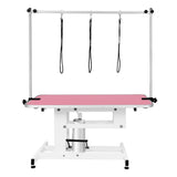 White Hydraulic Grooming Table - Pink Table Top