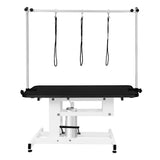 White Hydraulic Grooming Table - Black Table Top