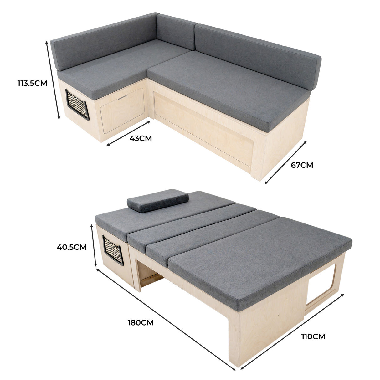 L-Shaped Camper Van Bed