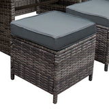 Rattan Corner Set & Cushion Storage Box - Grey