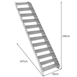 Adjustable 12 Section Galvanised Staircase - 600mm Wide