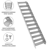 Adjustable 12 Section Galvanised Staircase - 600mm Wide