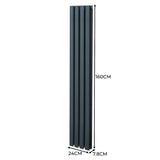 Oval Column Radiator – 1600mm x 240mm – Anthracite Grey