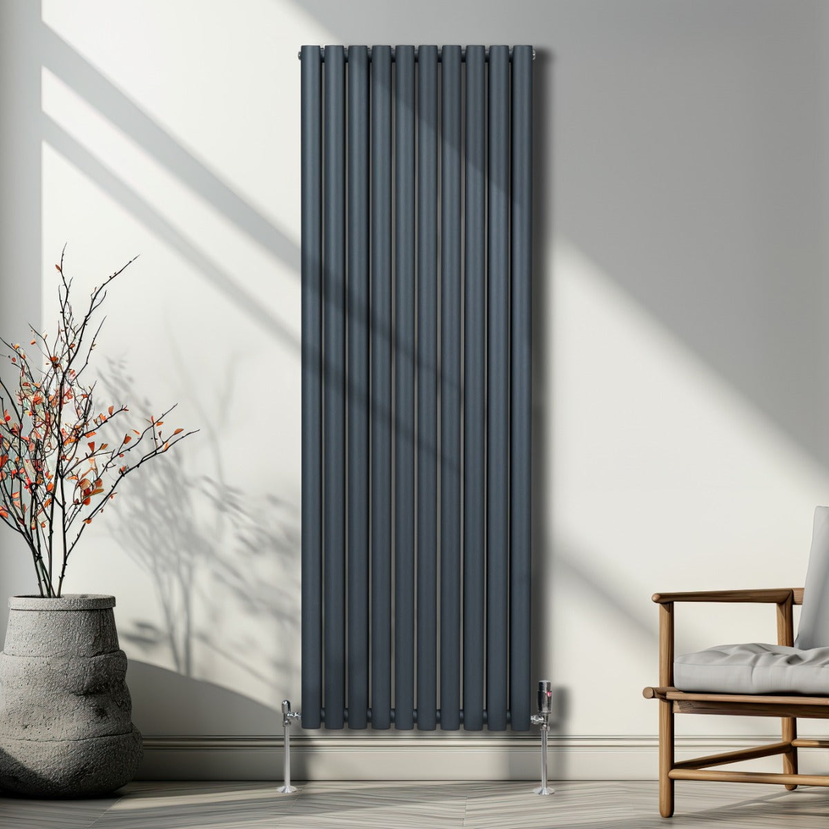 Oval Column Radiator – 1800mm x 600mm – Anthracite Grey