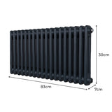 Traditional 2 Column Radiator - 300 x 832mm - Anthracite Grey