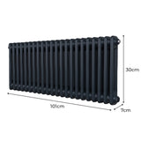 Traditional 2 Column Radiator - 300 x 1012mm - Anthracite Grey