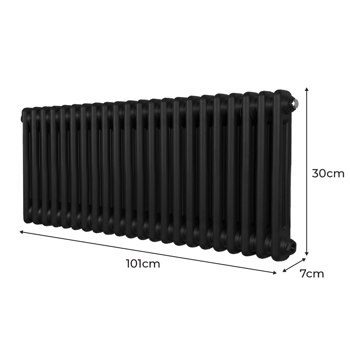 Traditional 2 Column Radiator - 300 x 1012mm - Black