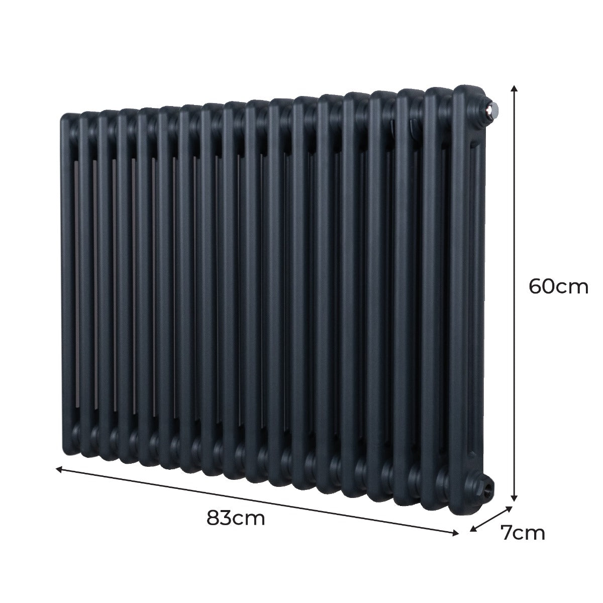 Traditional 2 Column Radiator - 600 x 832mm - Anthracite Grey