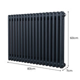 Traditional 2 Column Radiator - 600 x 832mm - Anthracite Grey