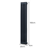 Traditional 2 Column Radiator - 1500 x 202mm - Anthracite Grey