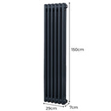 Traditional 2 Column Radiator - 1500 x 292mm - Anthracite Grey