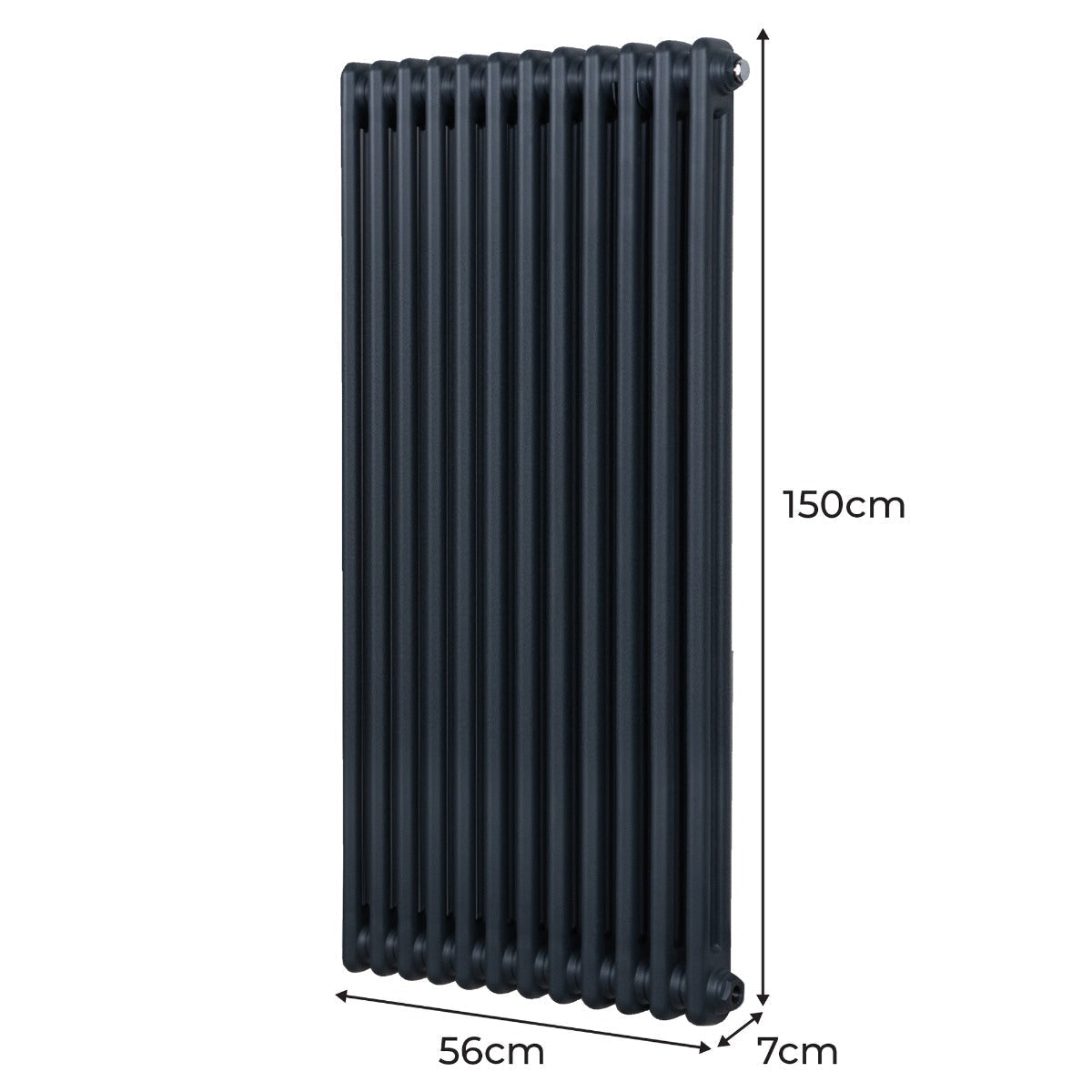 Traditional 2 Column Radiator - 1500 x 562mm - Anthracite Grey