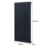 Traditional 2 Column Radiator - 1500 x 562mm - Anthracite Grey