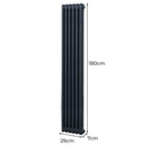 Traditional 2 Column Radiator - 1800 x 292mm - Anthracite Grey