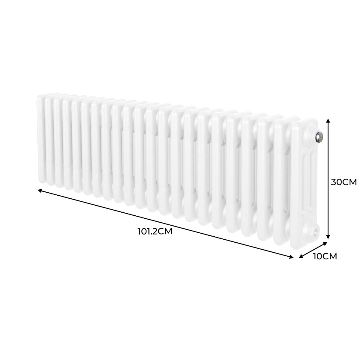 Traditional 3 Column Radiator - 300 x 1012mm - White