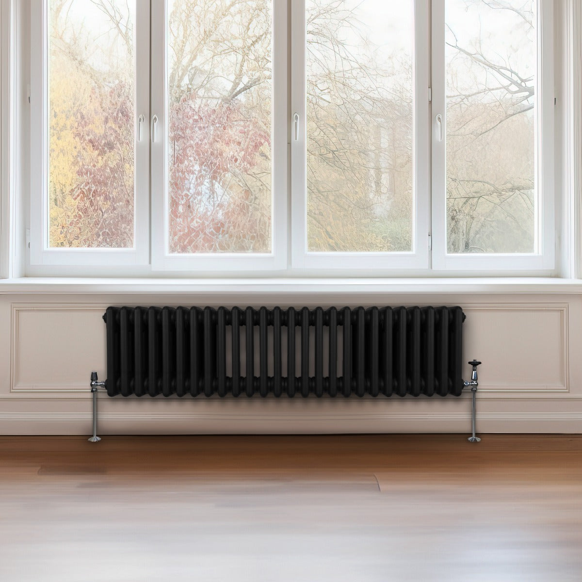 Traditional 3 Column Radiator - 300 x 1192mm - Black