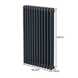 Traditional 3 Column Radiator - 1500 x 562mm - Anthracite Grey