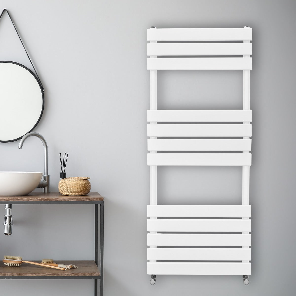 Flat Panel Towel Radiator – 1200mm x 450mm – White