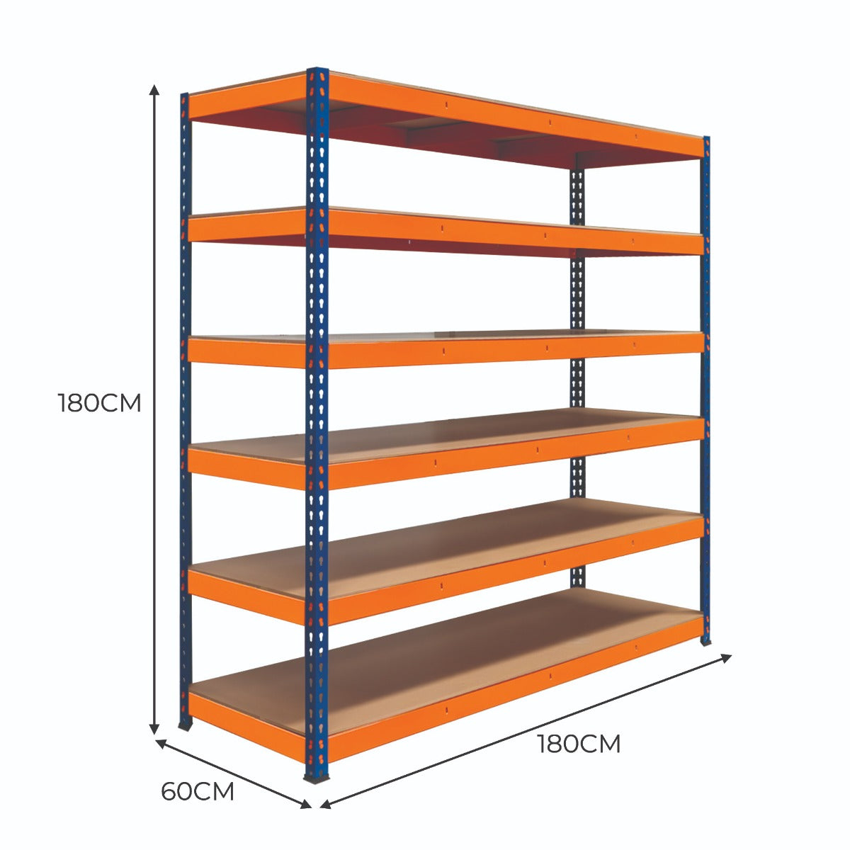 S-Rax 6 Shelf Racking - 180cm x 180cm x 60cm