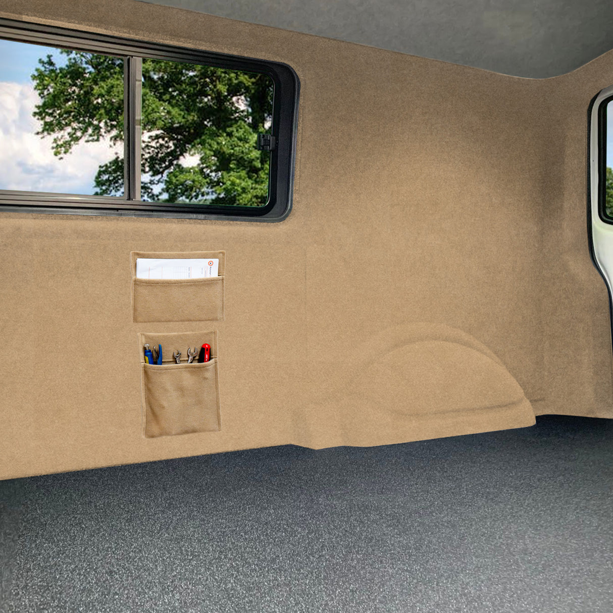 Beige Van Carpet Lining, Storage Pouches & Adhesive Glue